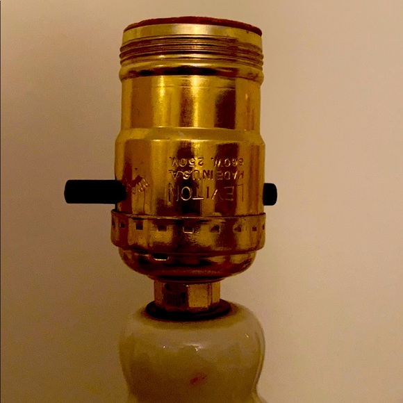 Two Antique Ivory Lamps with Gold Design - Picture 3 of 8